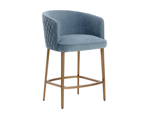 Sunpan Cornella Counter Stool - Elegant Modern Design with Antique Brass Frame and Chic Diamond Stitching Danny Iceberg