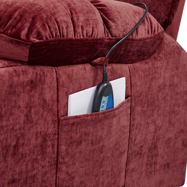 English Elm Liyasi Zero Gravity Power Recliner Eco Leather Massage Lumbar Heat Usb Charging Red W820S00072