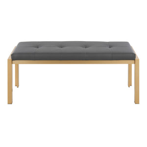 English Elm Contemporary Gold Frame Upholstered Bench Padded Faux Leather Seat for Entryway B202S01158
