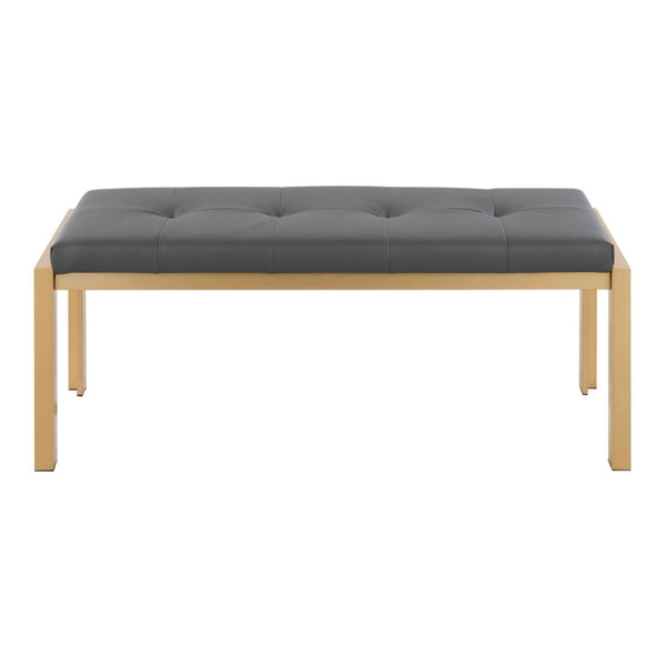 English Elm Contemporary Gold Frame Upholstered Bench Padded Faux Leather Seat for Entryway B202S01158