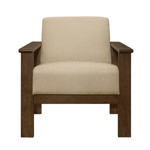 English Elm Light Brown Helena Accent Chair Walnut Finish Solid Wood Vertical Slat Arms Padded Seat Back, Storage B011P256307