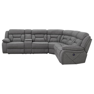 English Elm Barton Power Reclining Sectional with Gel Foam and Faux Suede for Media Rooms B062S01554