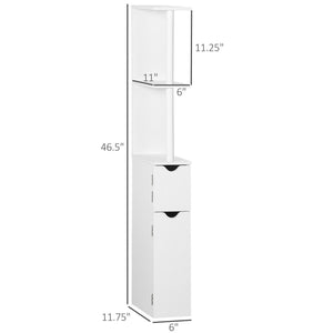 English Elm kleankin Slim Bathroom Storage Cabinet - Tall Freestanding Linen Tower with 2 Open Shelves & 2 Doors, White W2225P173966