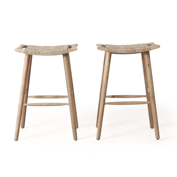 English Elm Christopher Knight Home® - JACE Rustic Acacia Outdoor Barstools Set of 2 – 30" Faux Rattan Seats, Tapered Legs, Weather-Ready 70855.00MLBRN