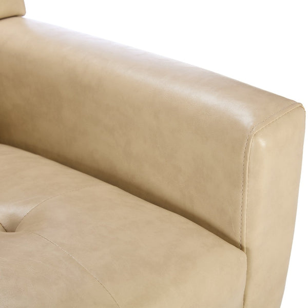 English Elm Modern Pu Leather Ergonomic Accent Chair with Padded Arms and Matte Black Legs Khaki W676P172470