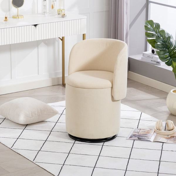 English Elm Stylish Barrel Swivel Accent Chair Upholstered Seat with Storage for Vanity or Dining W3248P424639