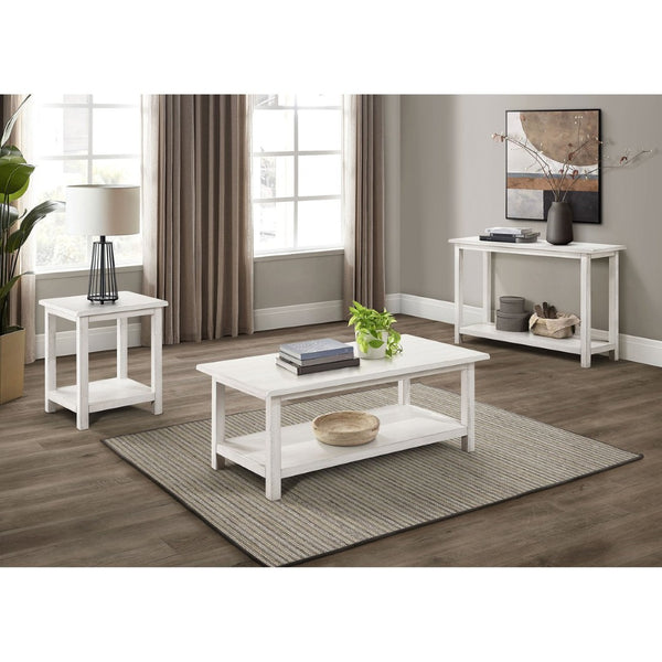 English Elm Castleton Distressed White Pine Console Table with Open Shelf for Entryway Hallway B062P451671