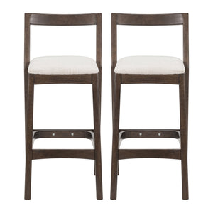 English Elm Christopher Knight Home® - Jasper Ergonomic Rubberwood Barstool Set of 2 with Thick Cushions, Stable Trapezoid Legs, Modern Look Beige,Dark Brown N775P336213D