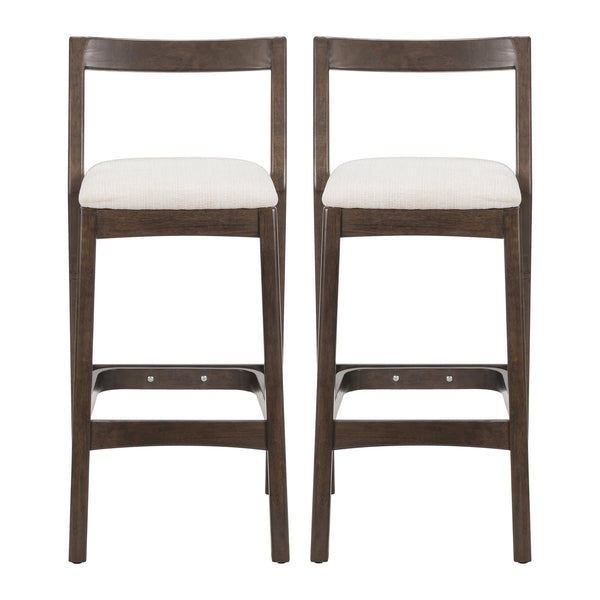 English Elm Christopher Knight Home® - Jasper Ergonomic Rubberwood Barstool Set of 2 with Thick Cushions, Stable Trapezoid Legs, Modern Look Beige,Dark Brown N775P336213D