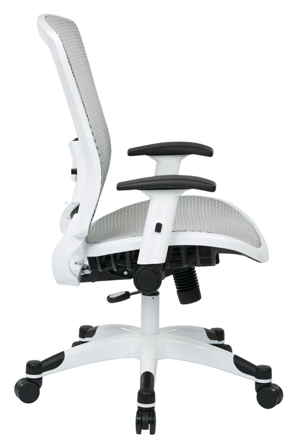 OSP Home Furnishings White Mesh Ergonomic Manager Office Chair with Lumbar Support and Synchro Tilt Control White 317W-W11C1F2W