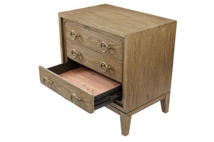 English Elm 3 Drawer Nightstand Latte Finish with USB Ports, Solid Wood & MDF, Felt Top & Cedar Bottom Drawers B2699P226101