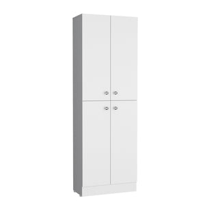 English Elm Kitchen Pantry Tall Cabinet 71" H with 4 Doors and 5 Adjustable Shelves for Organized Storage and Laundry White 42.91 L x 28.74 W x 5.12 H B097P221377