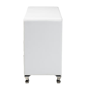 Baxton Studio Baxton Studio Luminescence Faux Leather Upholstered Dresser with Glamorous Crystal Accents & Storage White BBT2030-Dresser-White