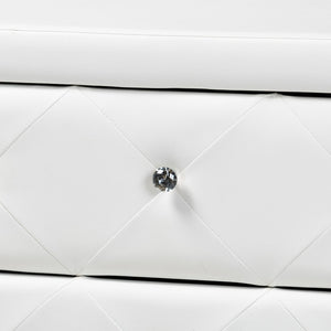 Baxton Studio Baxton Studio Luminescence Faux Leather Upholstered Dresser with Glamorous Crystal Accents & Storage White BBT2030-Dresser-White