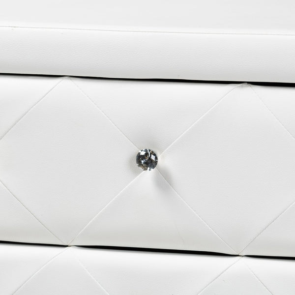 Baxton Studio Baxton Studio Luminescence Faux Leather Upholstered Dresser with Glamorous Crystal Accents & Storage White BBT2030-Dresser-White