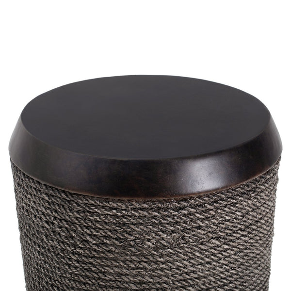English Elm Outdoor Mgo Speckled Pedestal Side Table Retro Bohemian Accent for Patio or Living Room N765P382584B