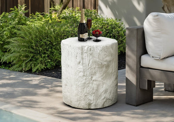 English Elm Accent Tree Stump Round Side Table Sculptural White Magnesium Oxide Indoor Outdoor B2710P461669