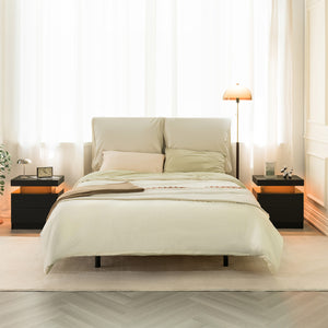 English Elm Nightstand LED Bedside Table with Adjustable Multi-Color Lights, Sleek Modern End Table for Bedroom Black 22.83 L x 16.93 W x 7.68 H W2178138725