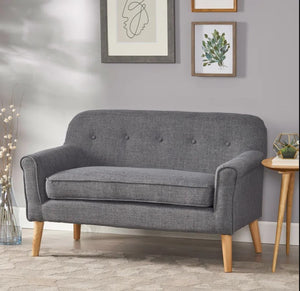 English Elm Christopher Knight Home® - LOVESEAT Elegant Two-Seater with Button-Tufting and Rolled Arms, 100% Polyester Fabric Comfort Gray 61035.00GRY