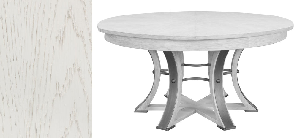 Sarreid Tower Jupe Large Dining Table - Elegant Working White Oak With Hammered Iron Base For Modern Homes White  54225-ww