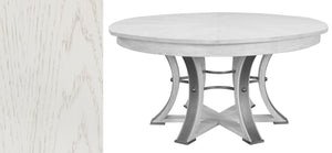 Sarreid Tower Jupe Large Dining Table - Elegant Working White Oak With Hammered Iron Base For Modern Homes White  54225-ww