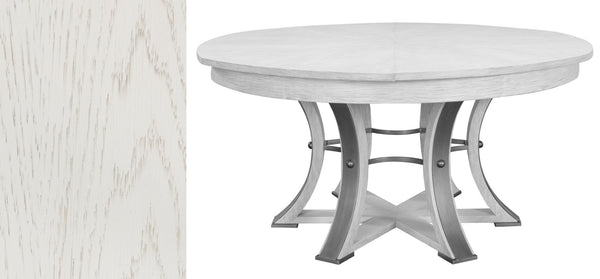 Sarreid Tower Jupe Large Dining Table - Elegant Working White Oak With Hammered Iron Base For Modern Homes White  54225-ww