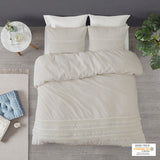 Madison Park Amaya Casual 3 Piece Cotton Seersucker Duvet Cover Set MP12-6161 Ivory