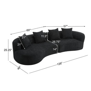 English Elm 126"curved Sectional Sofa Oversized 5 Seat Foam Cushion Living Room Conversation Piece N771P247830H_N771P247831H
