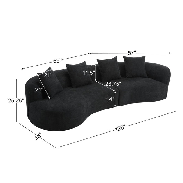 English Elm 126"curved Sectional Sofa Oversized 5 Seat Foam Cushion Living Room Conversation Piece N771P247830H_N771P247831H