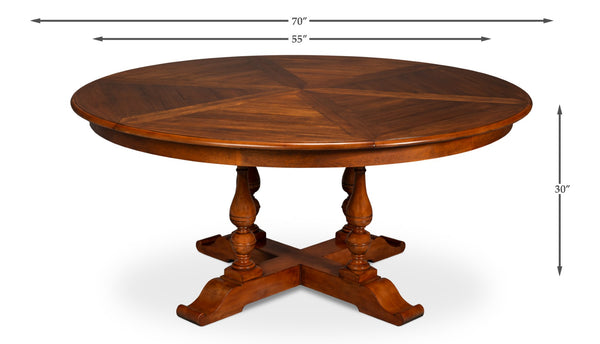 Sarreid Walnut Jupe Dining Table Medium - Elegant Old World Finish, Solid Craftsmanship For Timeless Style Brown  54234-ow