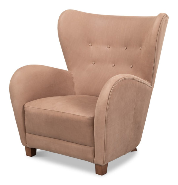 Sarreid Lombard Wing Chair - Luxurious Greece Grey Leather Design For Elegant Living Spaces And Comfort Grey  54237