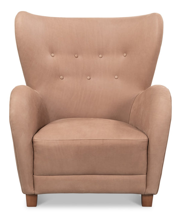 Sarreid Lombard Wing Chair - Luxurious Greece Grey Leather Design For Elegant Living Spaces And Comfort Grey  54237