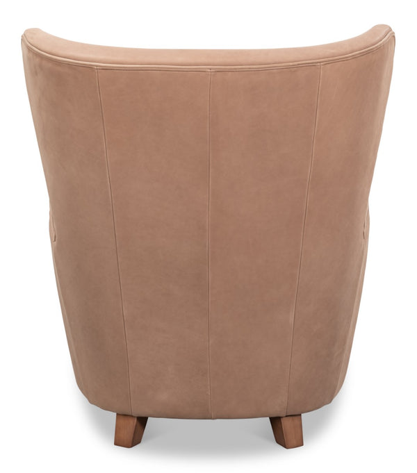 Sarreid Lombard Wing Chair - Luxurious Greece Grey Leather Design For Elegant Living Spaces And Comfort Grey  54237