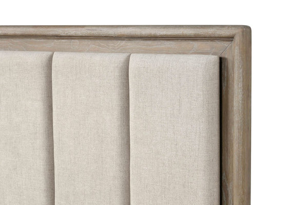 English Elm 3pc Queen Bedroom Set Oak Veneer Channel Padded Headboard Nightstands Transitional B2741S00857