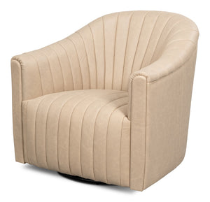 Sarreid Essex Swivel Chair: Luxurious Cappuccino White Leather With Smooth 360-degree Motion For Comfort White  54240