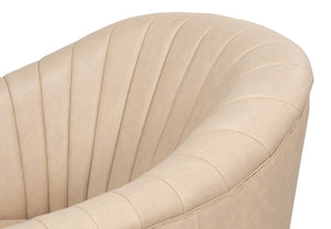 Sarreid Essex Swivel Chair: Luxurious Cappuccino White Leather With Smooth 360-degree Motion For Comfort White  54240