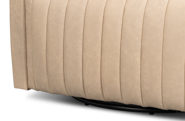 Sarreid Essex Swivel Chair: Luxurious Cappuccino White Leather With Smooth 360-degree Motion For Comfort White  54240