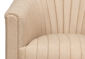 Sarreid Essex Swivel Chair: Luxurious Cappuccino White Leather With Smooth 360-degree Motion For Comfort White  54240