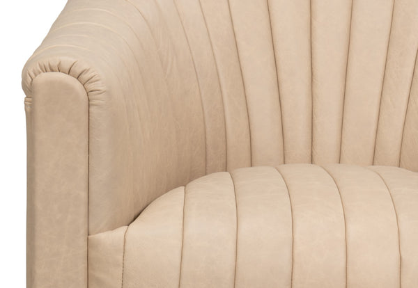 Sarreid Essex Swivel Chair: Luxurious Cappuccino White Leather With Smooth 360-degree Motion For Comfort White  54240