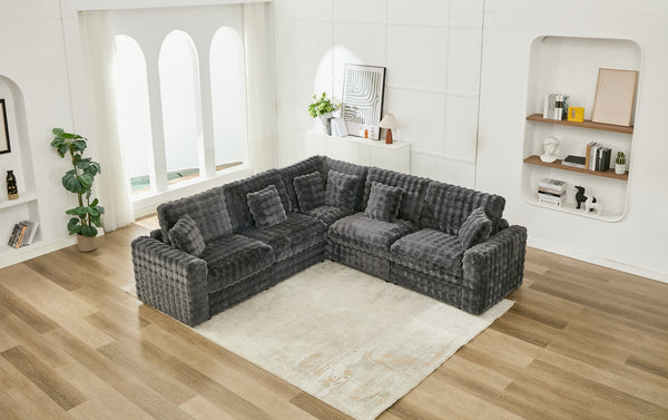 English Elm M5444 Modular Fabric Sofa Sectional In Dark Grey - 4 Seats & Versatile Wedge, Perfect For Any Space! W1805S00142