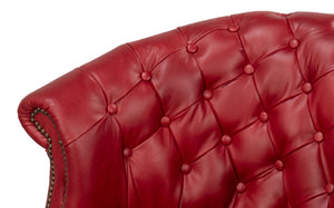 Sarreid Bastian Armchair In Luxurious New Rouge Top Grain Cow Leather - Elegant Comfort For Any Space Red  54241