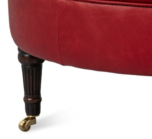 Sarreid Bastian Armchair In Luxurious New Rouge Top Grain Cow Leather - Elegant Comfort For Any Space Red  54241