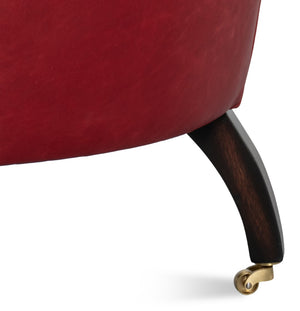 Sarreid Bastian Armchair In Luxurious New Rouge Top Grain Cow Leather - Elegant Comfort For Any Space Red  54241