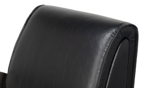 Sarreid Carlisle Armchair In Onyx Black Leather - Stylish Comfort With Stainless Steel Accents For Your Space Black  54242