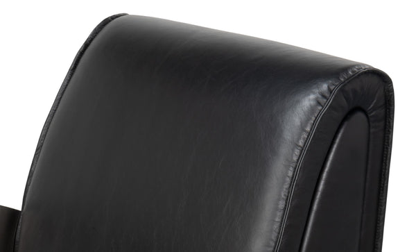Sarreid Carlisle Armchair In Onyx Black Leather - Stylish Comfort With Stainless Steel Accents For Your Space Black  54242