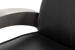 Sarreid Carlisle Armchair In Onyx Black Leather - Stylish Comfort With Stainless Steel Accents For Your Space Black  54242