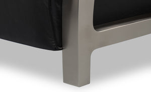 Sarreid Carlisle Armchair In Onyx Black Leather - Stylish Comfort With Stainless Steel Accents For Your Space Black  54242