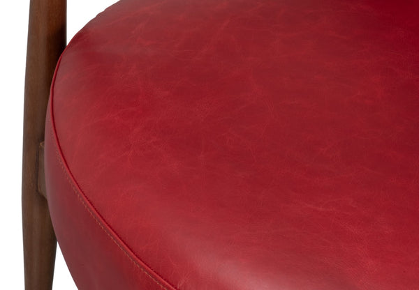 Sarreid Pindar Armchair In Luxurious New Rouge Red Leather With Elegant Ash Wood Base For Stylish Comfort Red  54243