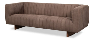 Sarreid Denys Leather Sofa In Scotland Grey - Stylish Comfort With Durable Rubber Wood Legs For Your Home Grey  54244
