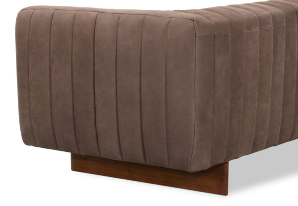 Sarreid Denys Leather Sofa In Scotland Grey - Stylish Comfort With Durable Rubber Wood Legs For Your Home Grey  54244